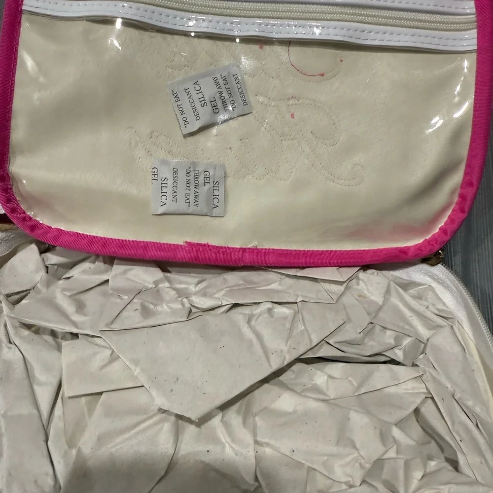 Striped Cosmetic Bag - Gray and Pink - Picture 2 of 2